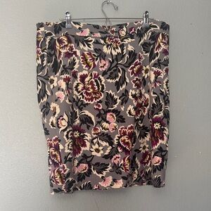 Ann Taylor Black and Pink Floral Pencil Skirt